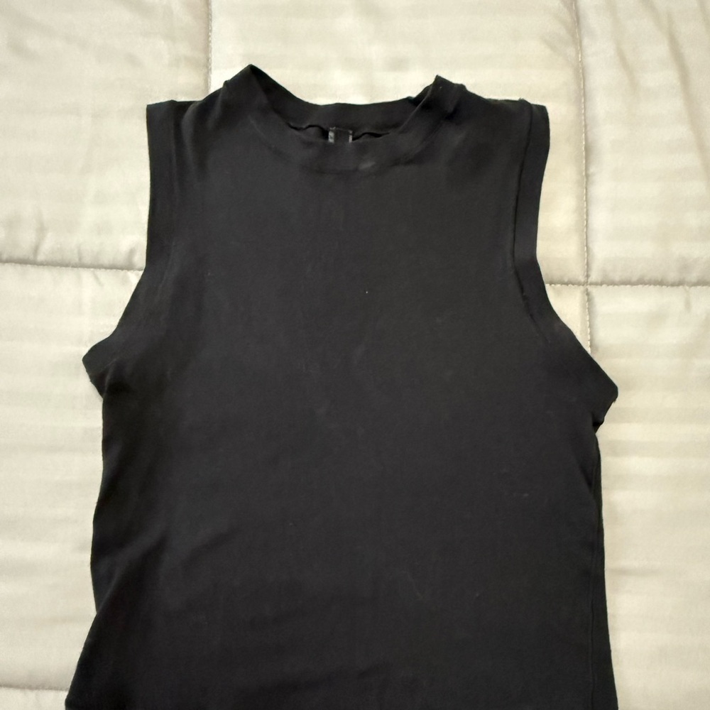 SKIMS Stretch Cotton Jersey Mock Neck Tank Black XS